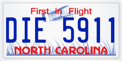 NC license plate DIE5911