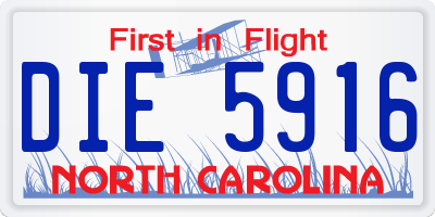 NC license plate DIE5916