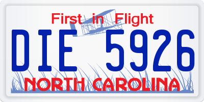 NC license plate DIE5926