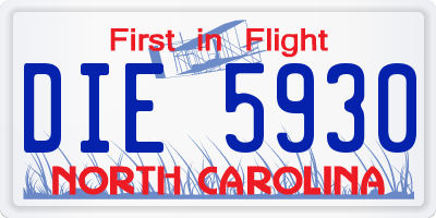NC license plate DIE5930