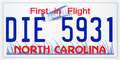 NC license plate DIE5931