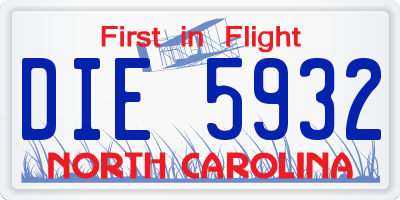 NC license plate DIE5932