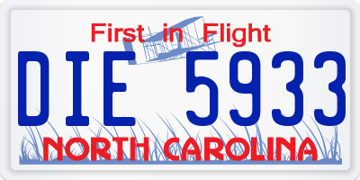 NC license plate DIE5933