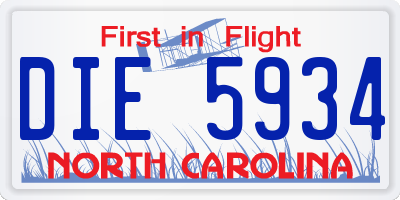 NC license plate DIE5934
