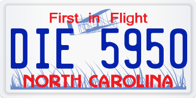 NC license plate DIE5950