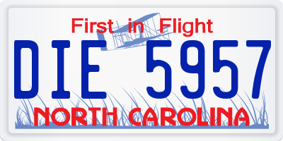 NC license plate DIE5957