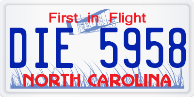NC license plate DIE5958