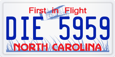 NC license plate DIE5959