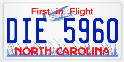 NC license plate DIE5960