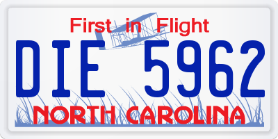 NC license plate DIE5962