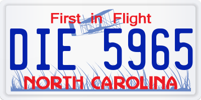 NC license plate DIE5965