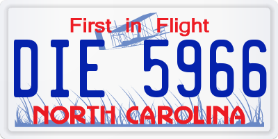 NC license plate DIE5966