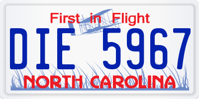 NC license plate DIE5967