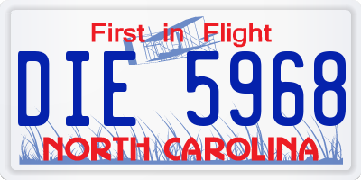NC license plate DIE5968