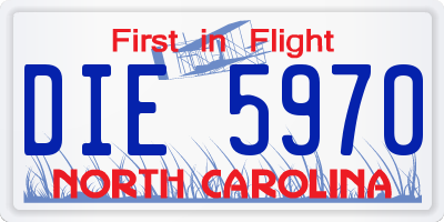 NC license plate DIE5970
