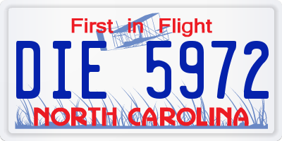 NC license plate DIE5972