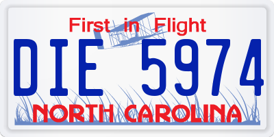 NC license plate DIE5974
