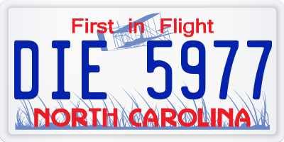 NC license plate DIE5977