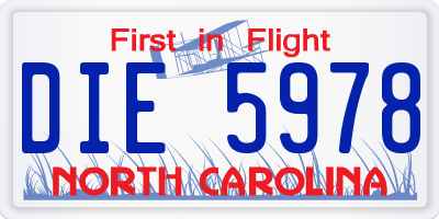 NC license plate DIE5978