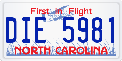 NC license plate DIE5981