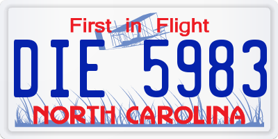NC license plate DIE5983