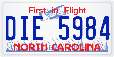 NC license plate DIE5984