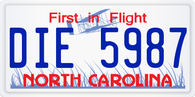 NC license plate DIE5987
