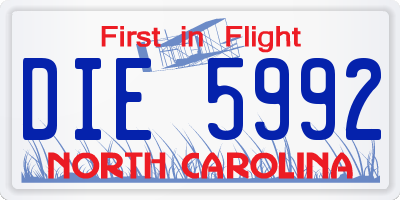 NC license plate DIE5992
