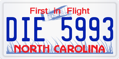 NC license plate DIE5993