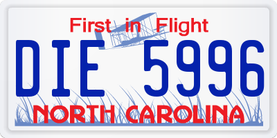 NC license plate DIE5996