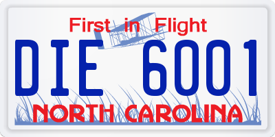 NC license plate DIE6001