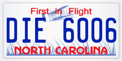 NC license plate DIE6006