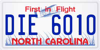 NC license plate DIE6010