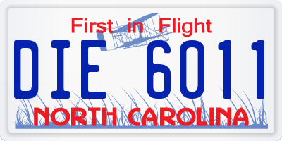 NC license plate DIE6011