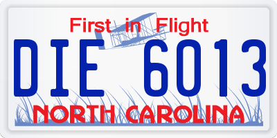 NC license plate DIE6013
