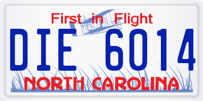NC license plate DIE6014