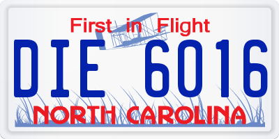 NC license plate DIE6016