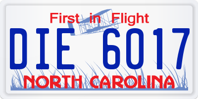 NC license plate DIE6017