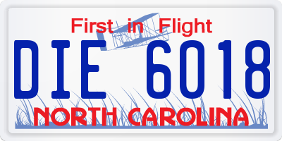 NC license plate DIE6018