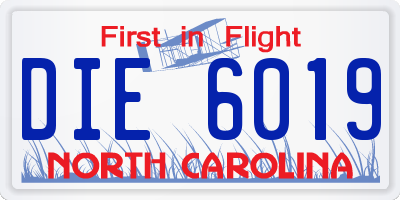 NC license plate DIE6019