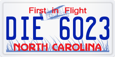 NC license plate DIE6023