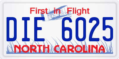 NC license plate DIE6025