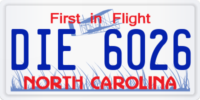 NC license plate DIE6026