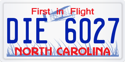 NC license plate DIE6027