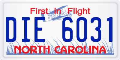 NC license plate DIE6031