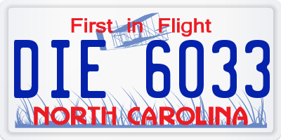NC license plate DIE6033