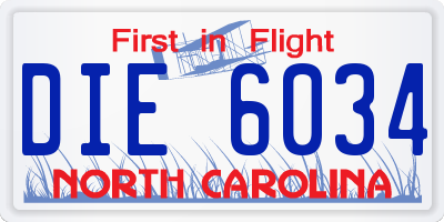 NC license plate DIE6034