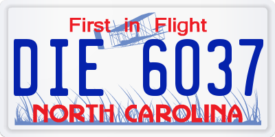 NC license plate DIE6037