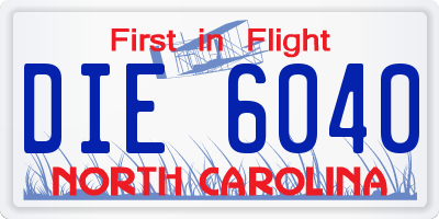 NC license plate DIE6040