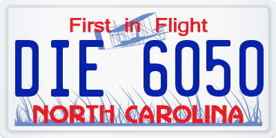 NC license plate DIE6050